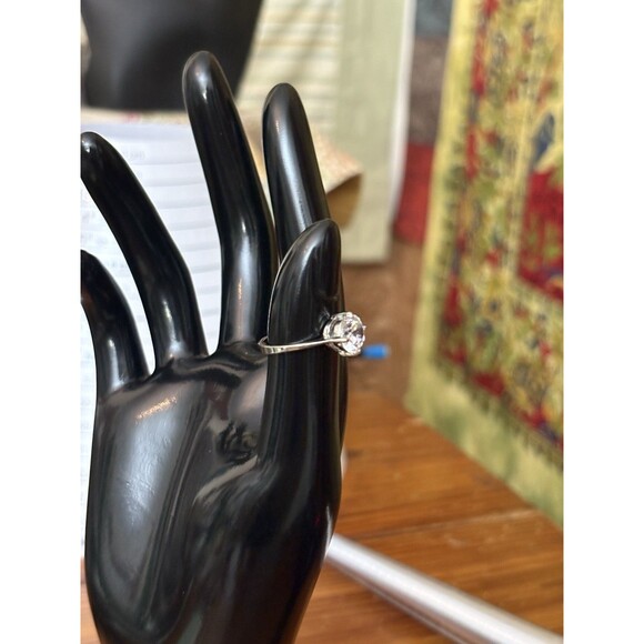 Sterling Silver Cubic Zirconia Engagement Ring Women’s Size 6.75 Wedding Cocktai - Picture 9 of 11